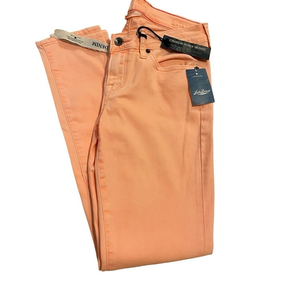 NWT Lucky Brand Peach Charlie Super Skinny Shirt Denim Jeans Size 29 (Women’s 8)